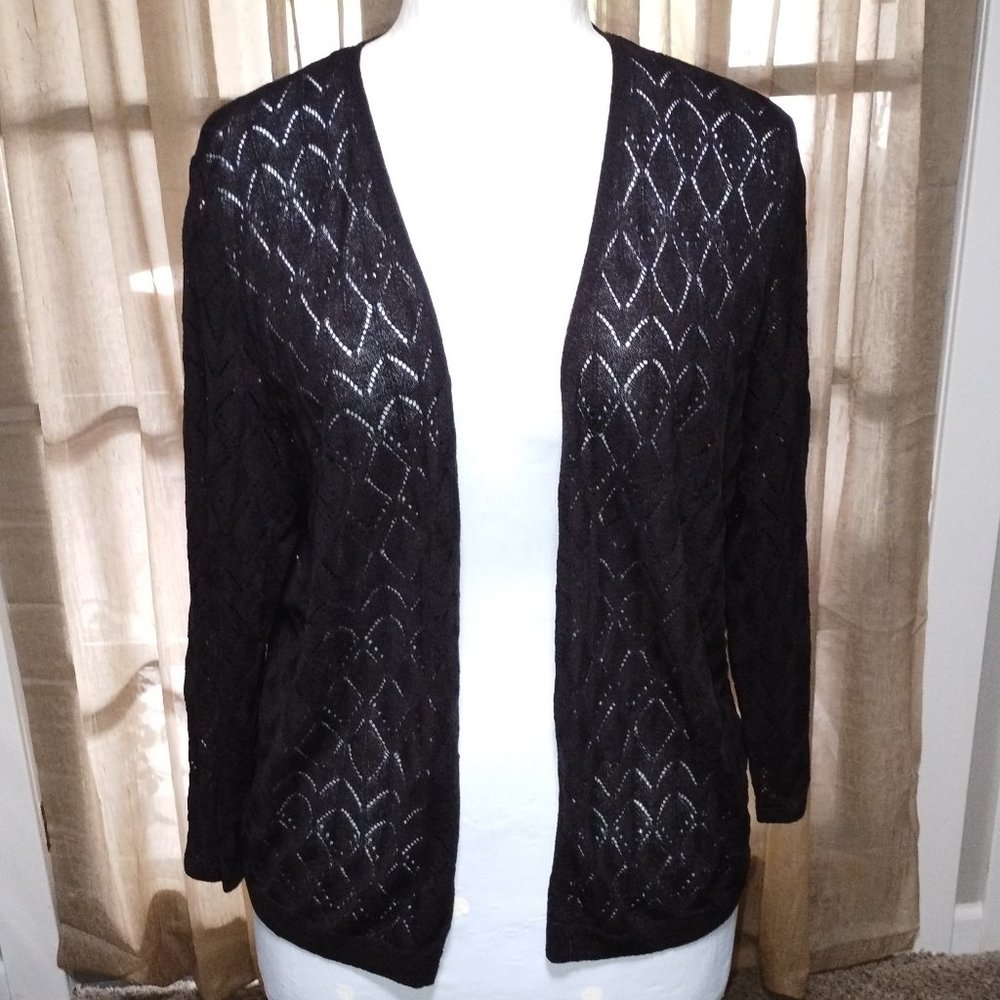 Women's Open Shell Long Sleeve Black Airy Top Size XL/Croft & Barrow $36.00. NWT